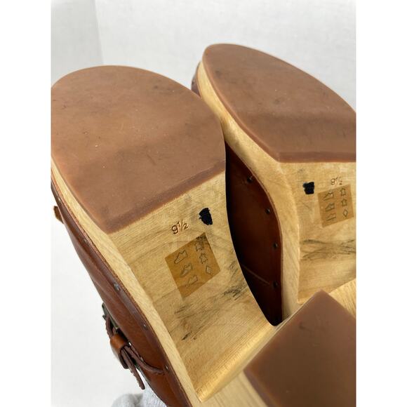Madewell Kiltie Mules Brown Fringe Leather Clog Heels Womens Size 9.5 - Picture 11 of 11